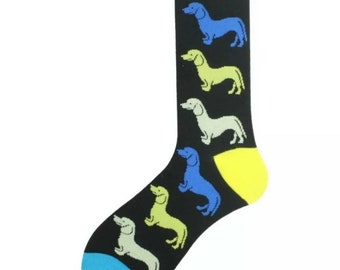 Chaussettes Teckel - 1 Paire Pour Tailles 40-46 - Coton Confortable - Idéal Cadeau Pour Amoureux Des Chiens