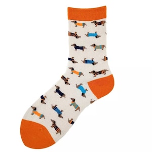 Cute Dachshund Sausage Dog socks gift orange christmas birthday gift present stocking filler dog puppy