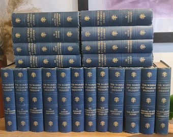 Antigo vintage por volta de 1912, as obras completas de Charles Dickens, 20 livros, Gresham Publishing, raro colecionável, presente para biblioteca doméstica