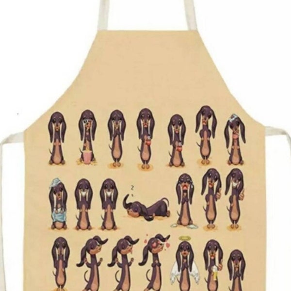 Cute Dachshund Sausage Dog kitchen apron christmas gift present stocking filler dog puppy birthday