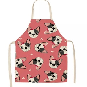 Frenchie dog kitchen apron gift French bull dog puppy Christmas stocking filler birthday gift pug