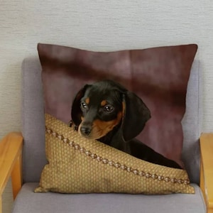 Bonita funda de cojín Dachshund, regalo de perro salchicha