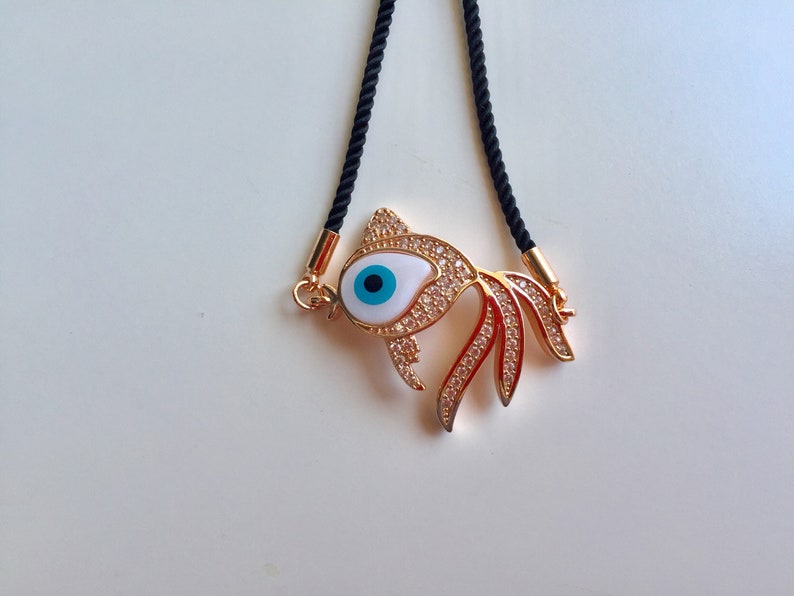 String Bracelet with Fish Adjustable Evil Eye With Fish Bracelet Evil Eye String Bracelet Zirconia