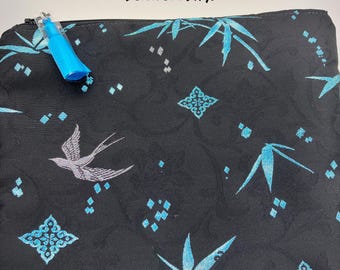 Silk Brocade Flat Zipper Pouch  Accessories Bag  Evening Clutch Zipper Bag  Evening Accessory Versatile Pouch