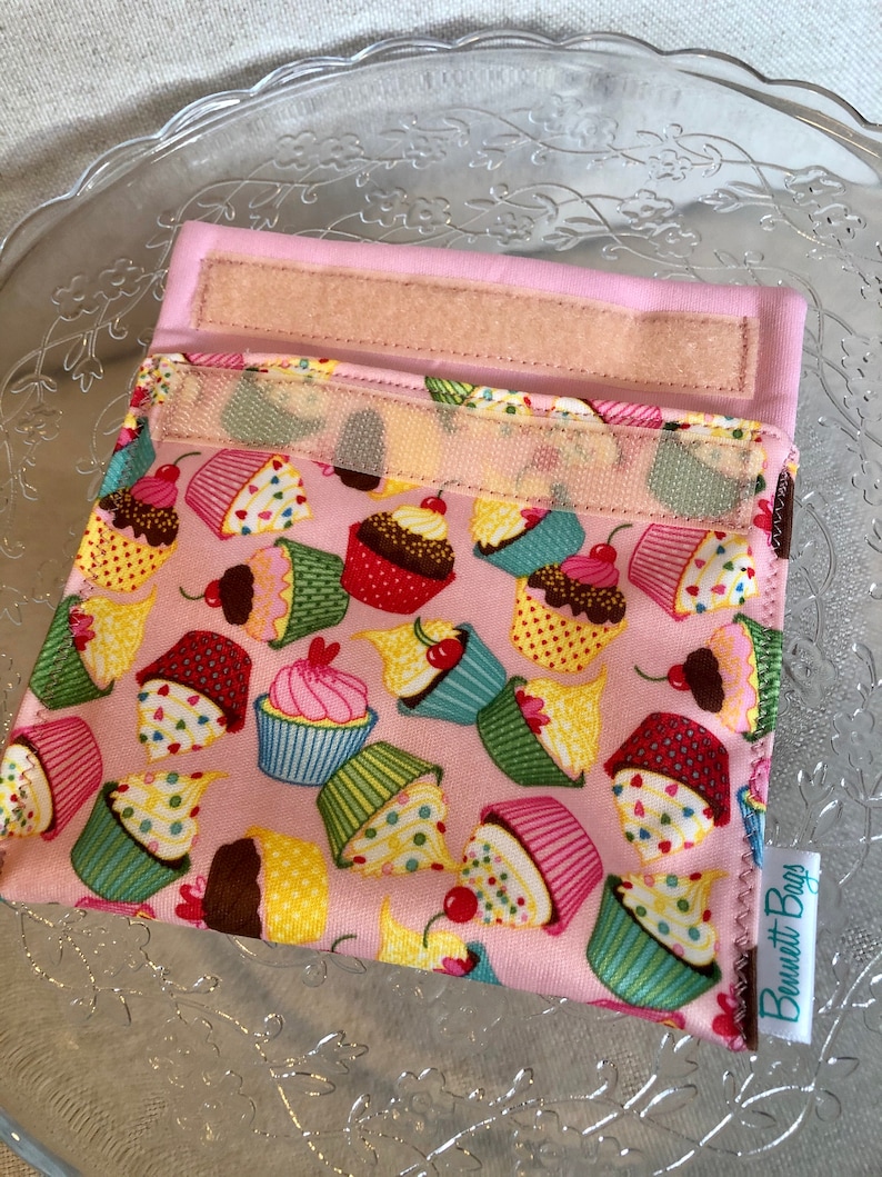 Food Safe Eco-Friendly and Quality Made Washable Velcro FlipTop Closure BennettBags Reusable Snack Bag made with PUL Waterproof Fabric