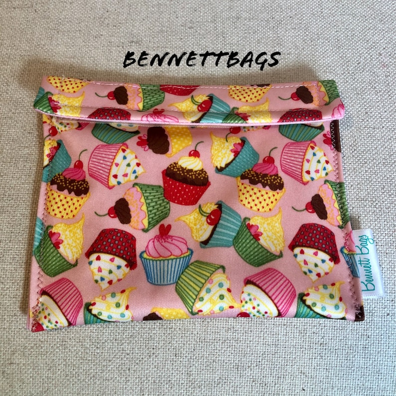 Food Safe Eco-Friendly and Quality Made Washable Velcro FlipTop Closure BennettBags Reusable Snack Bag made with PUL Waterproof Fabric