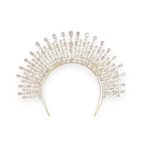 Sun Crown, Halo, Swarovski Crystal Celestial Tiara, Sunburst Hairpiece Bridal, Goddess Headband, Sun Accessories Headpieces, MARISOL©