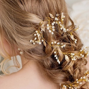 Bridal Hair Vine, Wedding Accessories, Leaf Hairpieces,  Bridal Headpieces,  Prom Accessories MORGAN Hair Garland, Bridal Halo, Braid