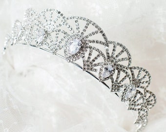 Wedding Tiara, Diamante Bridal Crown Headpiece, Pageant Headband Accessories Hair Gifts for Her Art Nouveau Jewelry, ASTORIA©