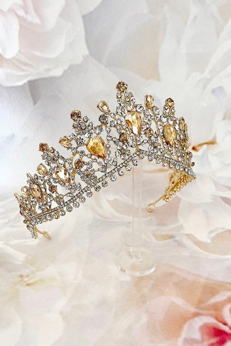 Yellow Tiara Disney Belle Tiara Crown Wedding Fairy Bridal Etsy New