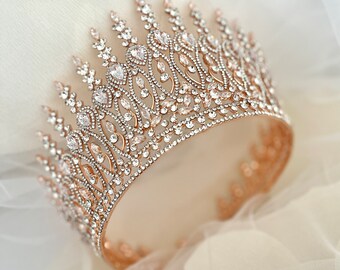 15cm Tall Crystal Weddng Brdal Queen Prncess Prom Tara Crown - 2 Colors | eBay