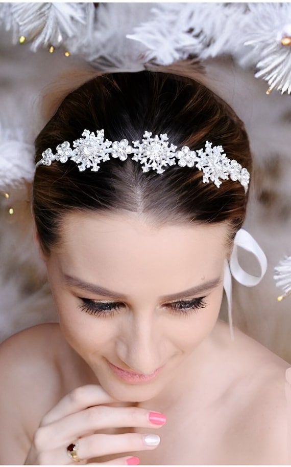 Cerchietto Di Natale Con Fiocco Di Neve E Strass - Fascia Per Capelli Invernale Con Cristalli, Regalo Per Donne E Ragazze, Accessorio Per Feste E Matrimoni
