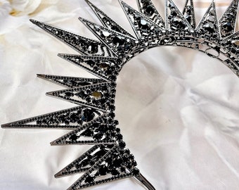 Black Crown Star Tiaras, Lady Gaga, Celestial Halo, Goth Black Crown Star Tiaras, Lady Gaga, Celestial Halo, Goth