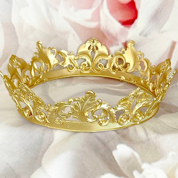 King Crown Queen full circle crowns, round circlet for men or women, prince wedding birthday  ARAN