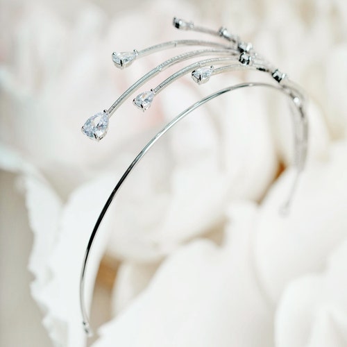 Princess Charlene Diamond Foam shops Tiara, Swarovski Crystal Bridal Crown Prom, Royal Tiara, Monaco Diadem, Wedding Headpiece, SHOOTING STARS