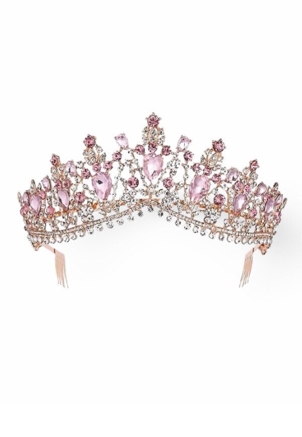 Diadème/Couronne De Princesse Rose Avec Nœud Tulle - Pour Enfants Filles - Anniversaire, Déguisement, Fête - Taille Unique Élastique - 5