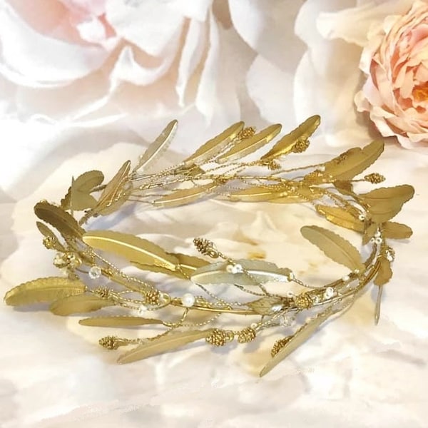 gold laurel headpiece