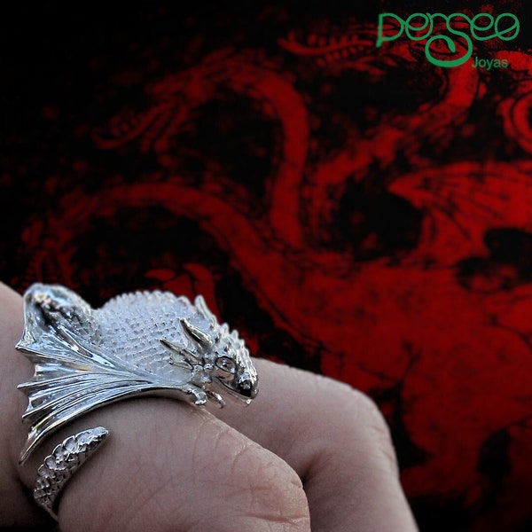 Silver Dragon Ring, Dragon Ring, dragon jewelry, dragon handmade ring with dragon, inspired by game of thrones, wyvern ring, guiverno