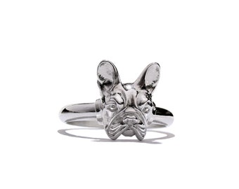 Bulldog francés ring 925 Silver elegant frenchie ring alliance bulldog francés ring frenchie jewelry pet jewelry elegant Bouledogue Français