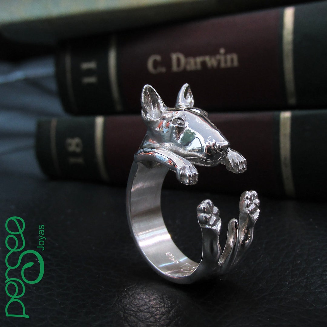 Bull Terrier Ring, 925 Silver Pet Ring, Bull Terrier Hug Ring, Bull