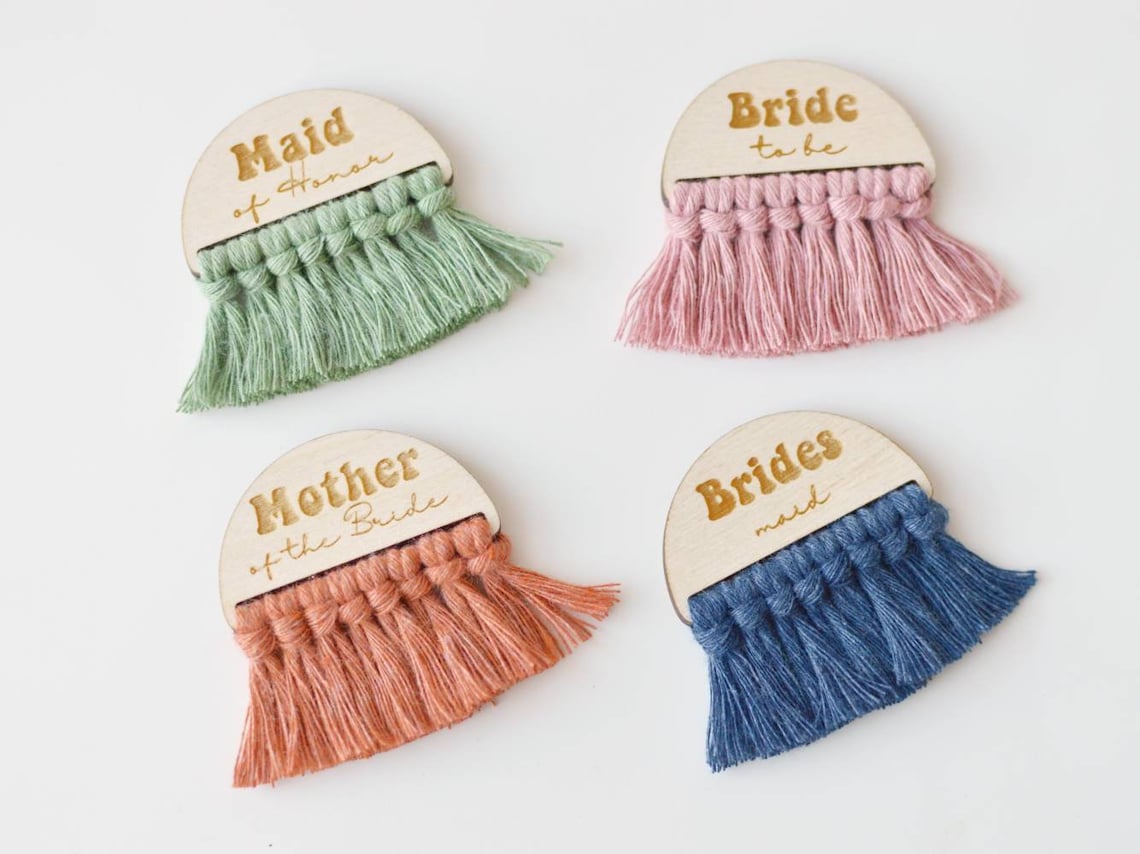 Boho bridal pins bridal party accessories small bachelorette image 1