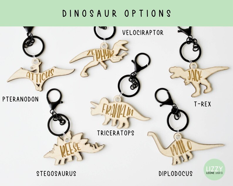 Dinosaur keychain with name, T-Rex gift, stegosaurus birthday gift, personalized velociraptor keychain, end of year sale image 4