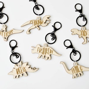 Dinosaur keychain with name, T-Rex gift, stegosaurus birthday gift, personalized velociraptor keychain, end of year sale