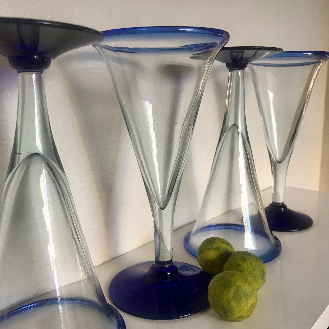 Vintage Hand Blown Mexican Martini or Cocktail Glass Set Etsy