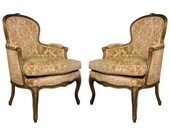 Pair of French Walnut Bergère Chairs