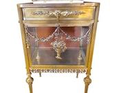 Antique Louis XVI Style Bronze Glass Vitrine Cabinet or Nightstand