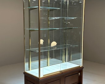 A Custom Mahogany and Glass Curio, Jewelry Cabinet, Showcase, Display Cabinet