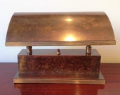 Very Rare Vintage Silver Crest Art Deco Machine Age Hooded Banker Desk Lamp, ca. 1930s