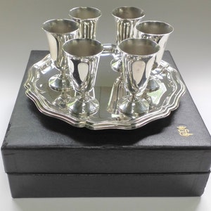 Vintage EL de Uberti Italian Silver Plate Cordial Set, ca. 1960s-1970s