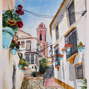 Estepona, Costa Del Sol - Matt-Finish Watercolour Print