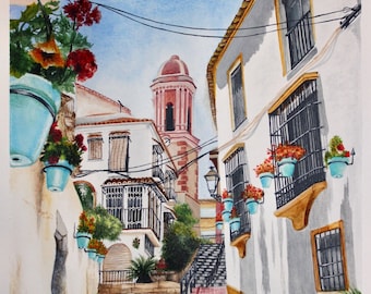 Estepona, Costa Del Sol - Matt-Finish Watercolour Print