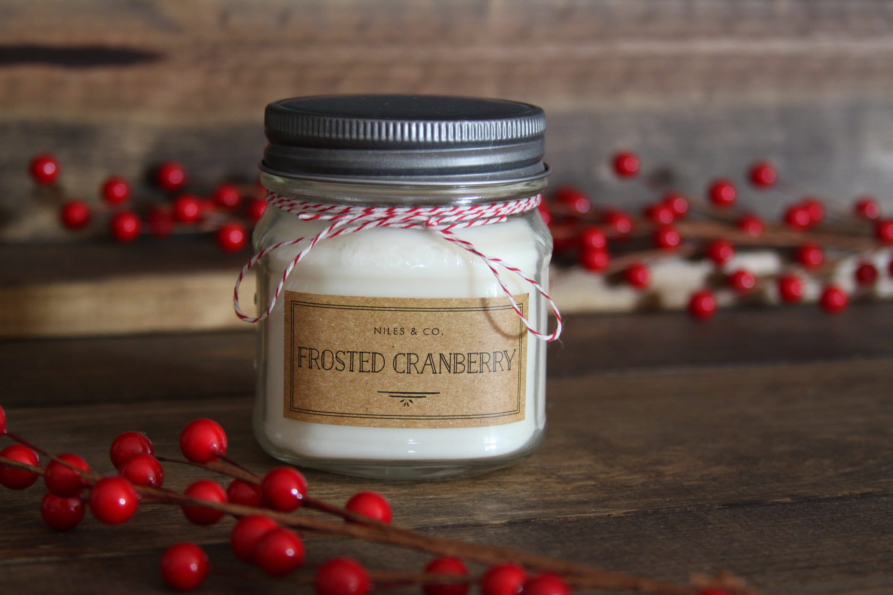 FROSTED CRANBERRY Mason Jar Candles 8 oz Candles Natural Etsy