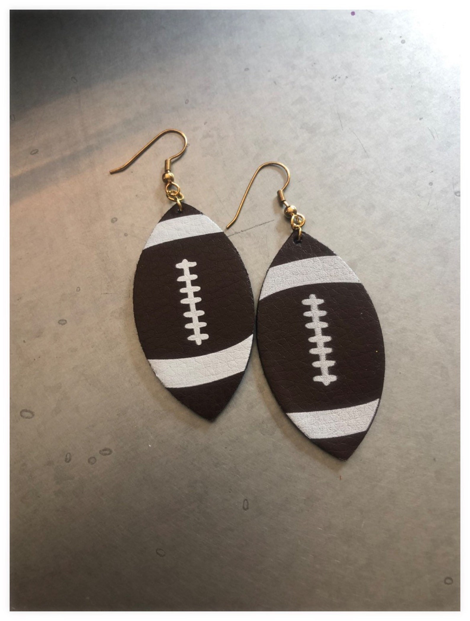 Leather Football Earrings Etsy