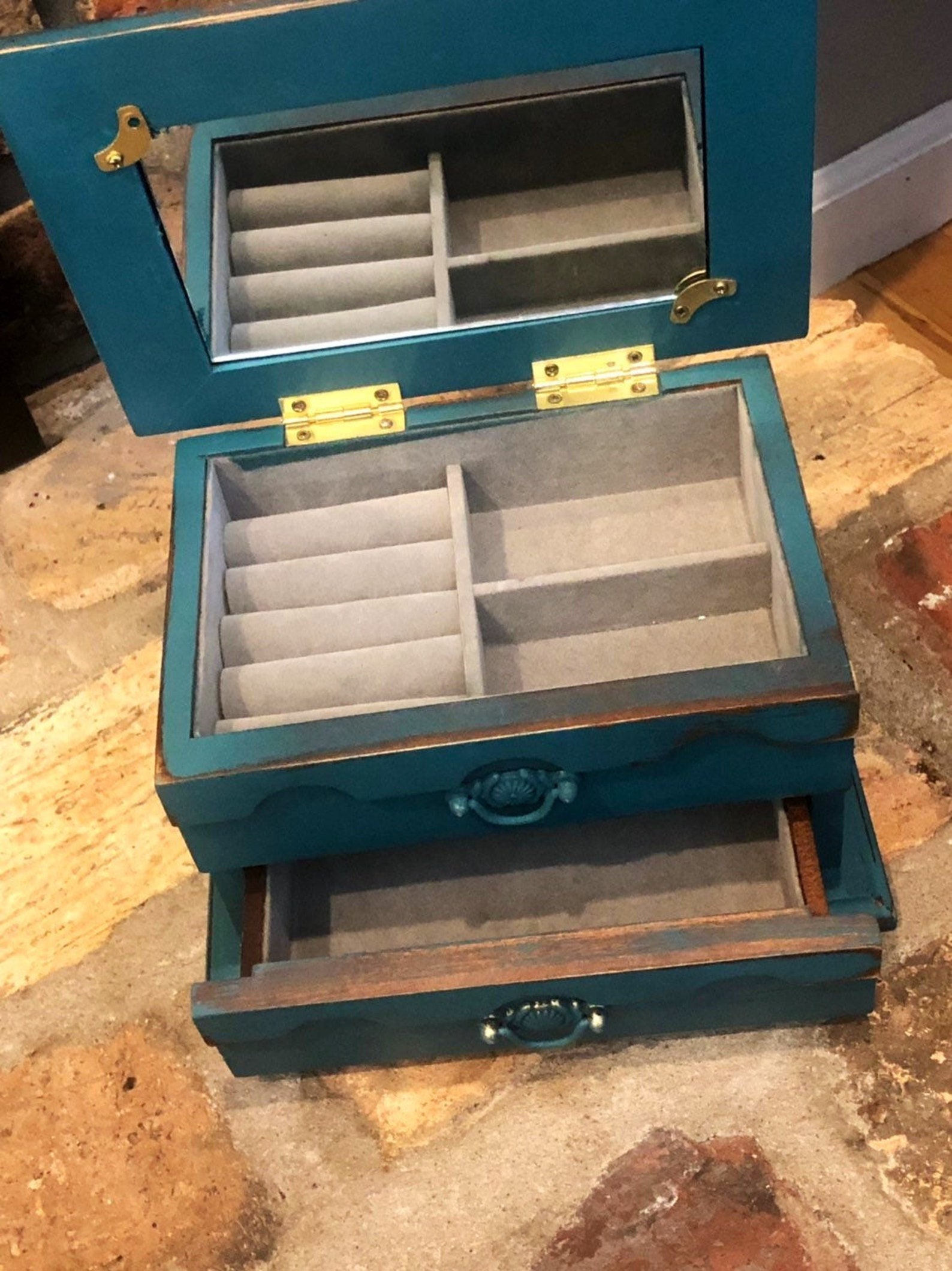 Teal Jewelry Box Etsy