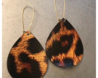 Lepoard print teardrop earrings