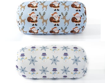 Mushy pillows microbead roll pillow winter patterns combo pack 2 pillows - santa blue & snowflake white