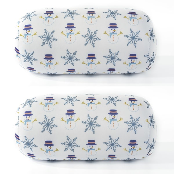 Mushy pillows microbead roll pillow winter patterns combo pack 2 pillows - snow flake white