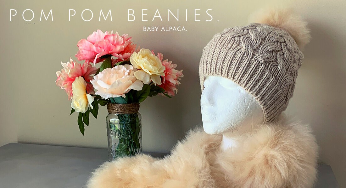 Luxury Pom Pom Beanie Suri Baby Alpaca 