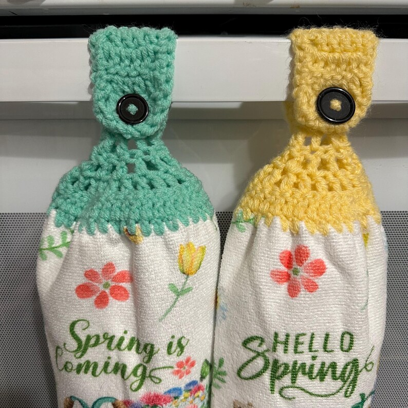 Spring Themed Kitchen/bathroom Crochet-top Hand Towels - Etsy