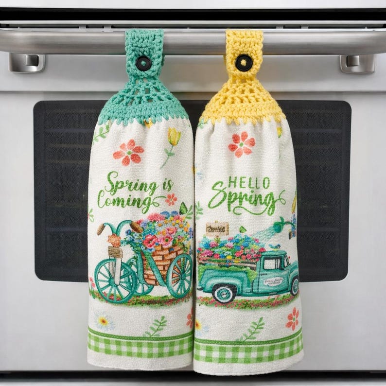 Spring Themed Kitchen/bathroom Crochet-top Hand Towels - Etsy