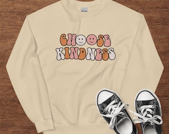 Choose Kindness Smiley Boho Neutral Unisex Adult Crewneck Sweatshirt