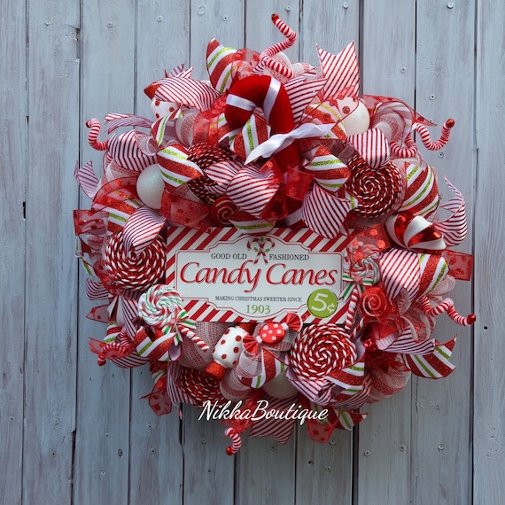 Luxury, Candy Cane Wreath, Christmas Wreath, Christmas Wreaths for