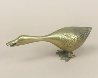 Vintage Brass Duck Figurine, Home Decor, Bohemian Design Style, Academia Decor, Vintage Brass