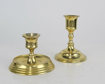 Vintage Mid Century Brass Candlestick Holders, Home Decor, Mid Century Candleholders, Academia Decor, Vintage Brass