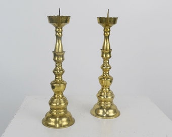 Vintage Ornate Brass Pair of Candleholders, Home Decor, Large Candleholders, Academia Decor, Vintage Brass