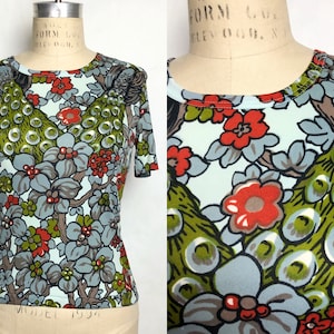 1970s Peacock Novelty Print Blouse, Vintage 70s Peacock Print, Vintage Novelty Print, Boho Hippie, Size Small